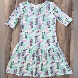 ❄️ Disney Princess Frozen Anna Elsa Watercolor Blue Purple Dress Girls Size 7/8